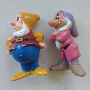 Snow White Dwarf Happy & Grumpy 2" PVC Figurines used